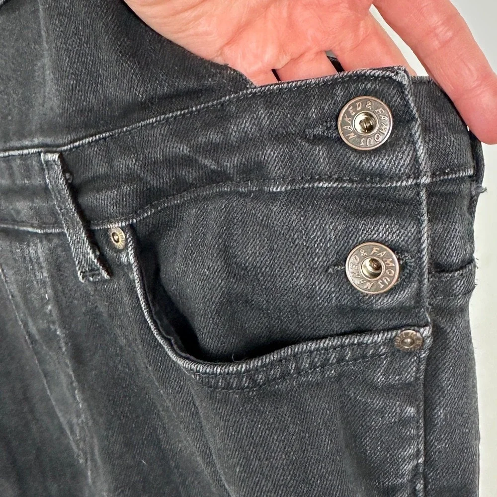 Naked Famous‎ Japanese Denim Black Overalls Womens Size Medium Canada Made Jeans - Picture 12 of 16